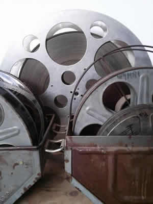 Film Transfer 8mm Film Reels in Rusty Container